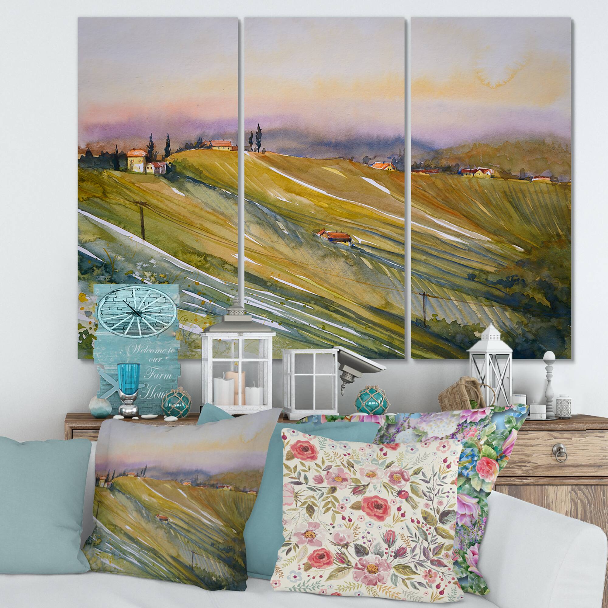 Designart - Vineyard At Dawn In Tuscany Italy